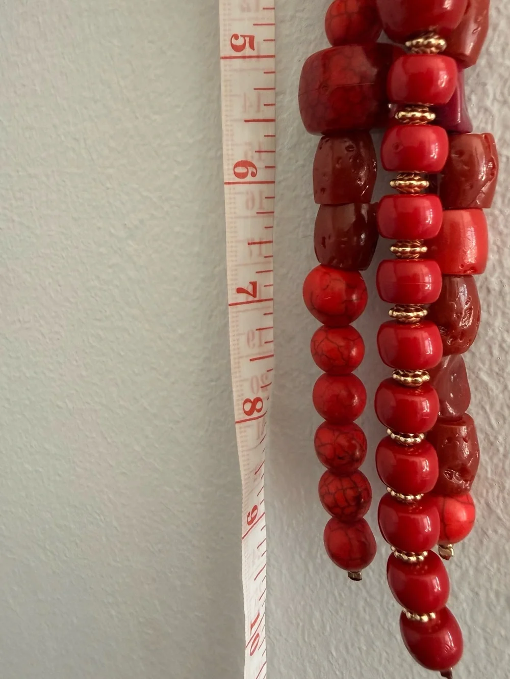 Free People Prismatic Beaded Bag Charm Keychain Red Semi Precious & Brass Clasp